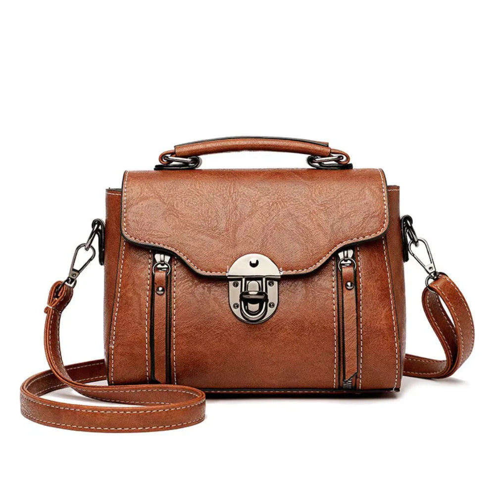 Women’s Flap Crossbody Bag with Top Handle and Buckle Closure