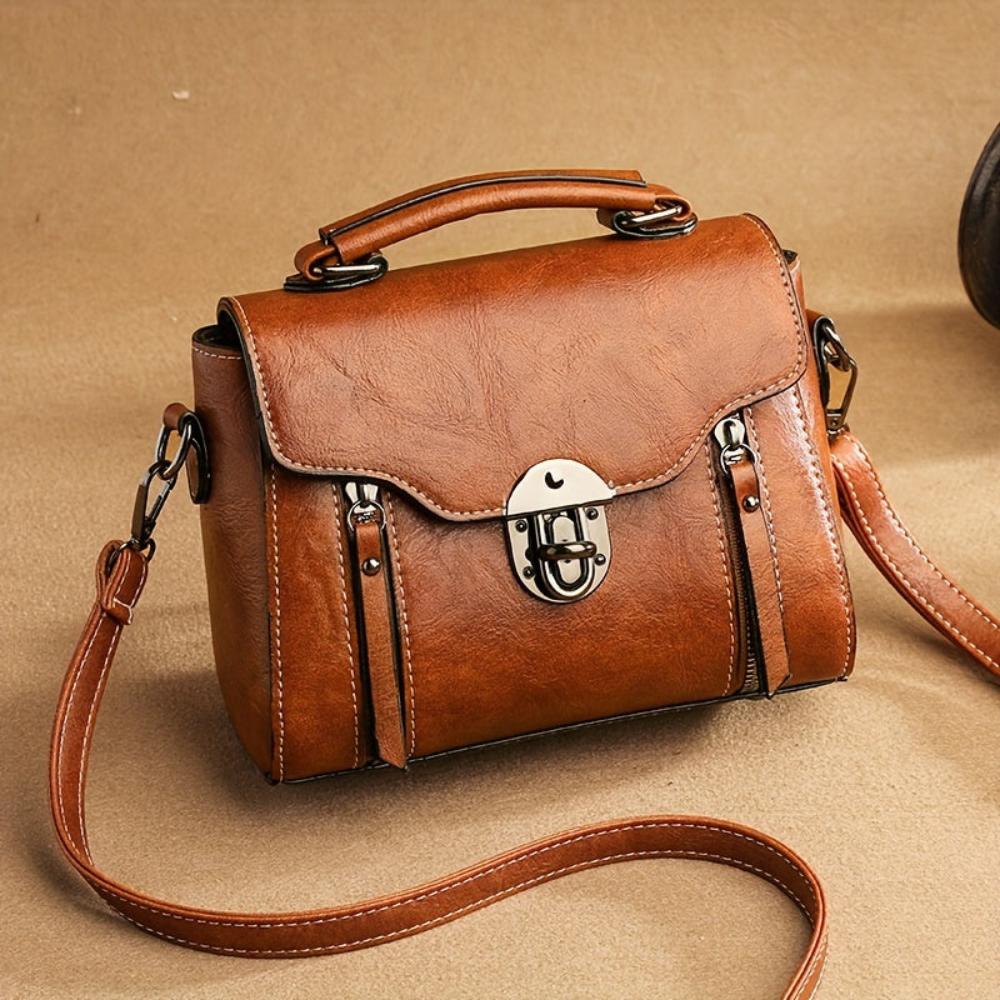 Women’s Flap Crossbody Bag with Top Handle and Buckle Closure