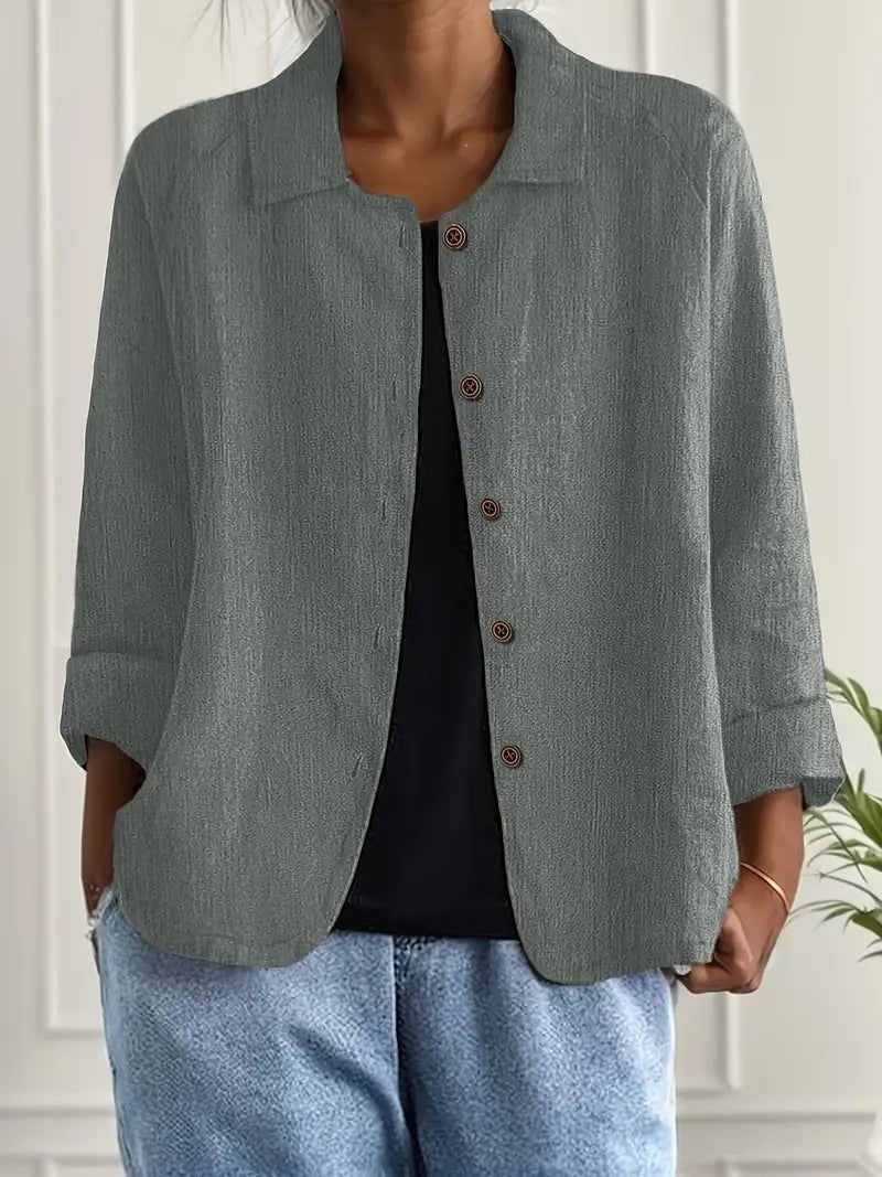 Surchemise Femme Ample À Col Rabattu Et Boutons
