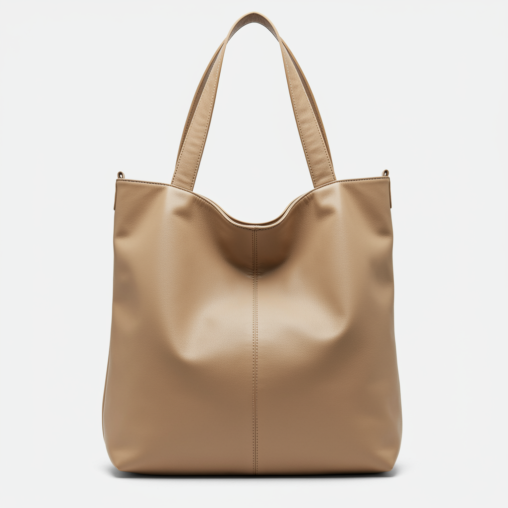 Beige Tote Bag | Double Shoulder Straps And Interior Compartments