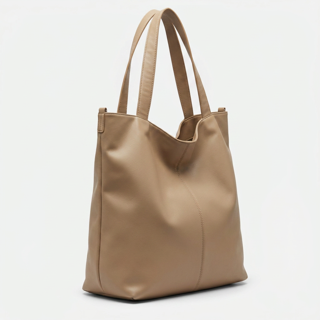 Beige Tote Bag | Double Shoulder Straps And Interior Compartments