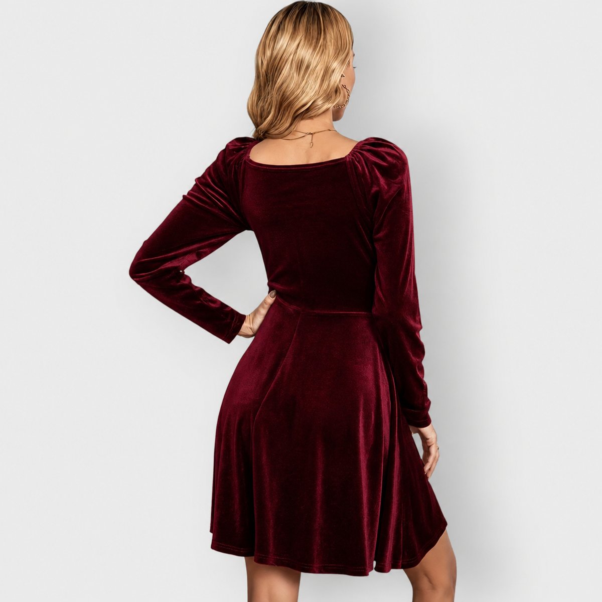 Robe Patineuse Effet Velours Femme À Col Cache-Cœur