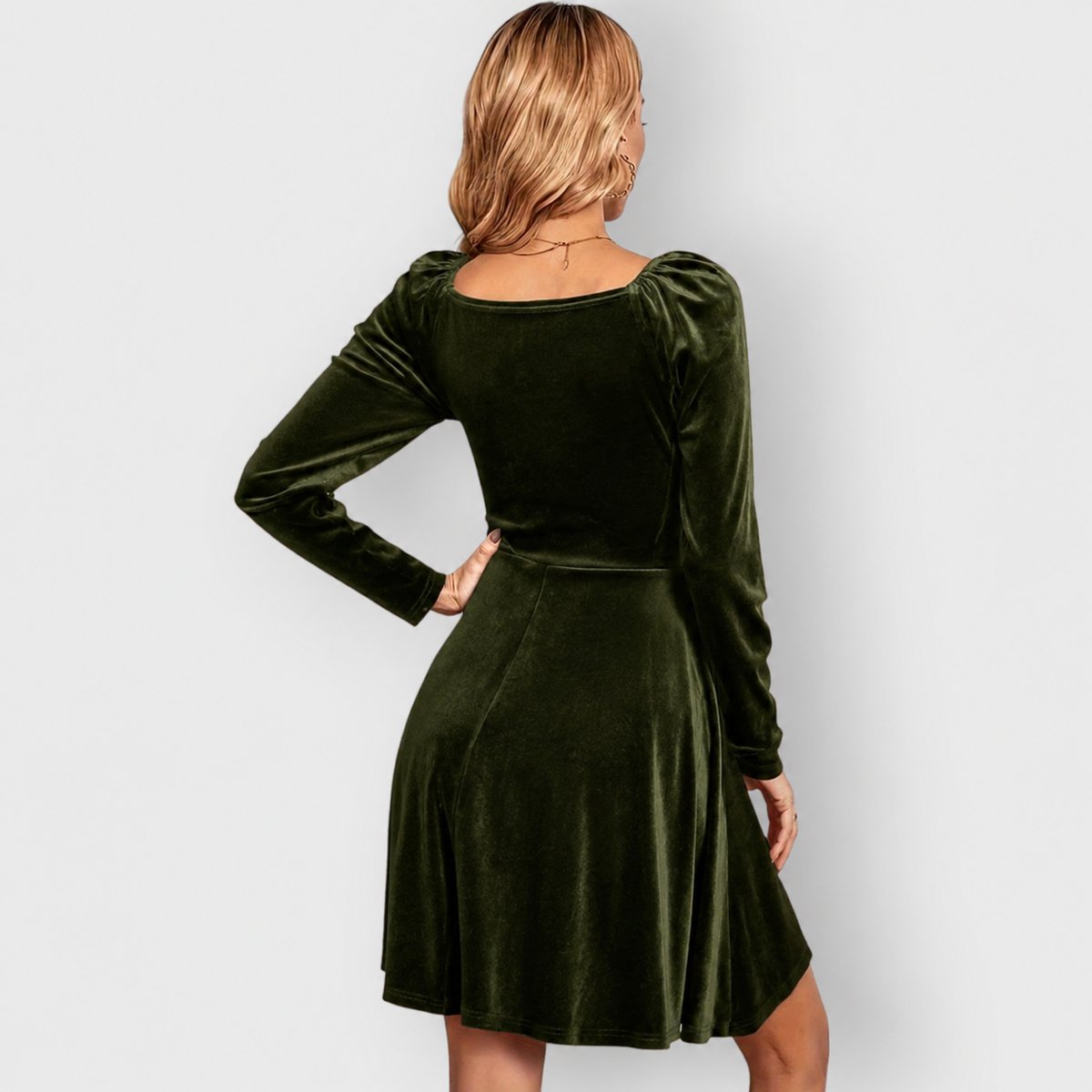 Robe Patineuse Effet Velours Femme À Col Cache-Cœur
